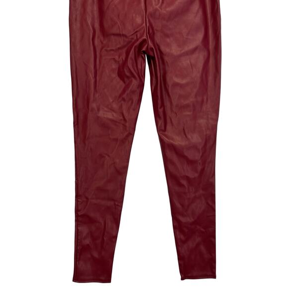 NWT Missguided Faux Leather Biker Slim Leg Trouser Burgundy Red Size 4 - Picture 7 of 9